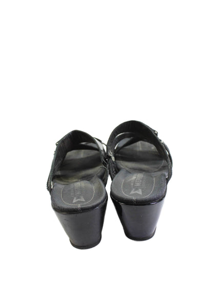 Mephisto Womens Patent Leather Strappy Wedge Sandals Black Size 37 7