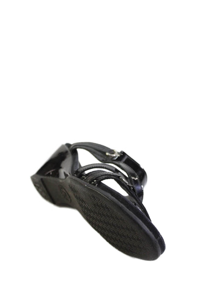 Mephisto Womens Patent Leather Strappy Wedge Sandals Black Size 37 7