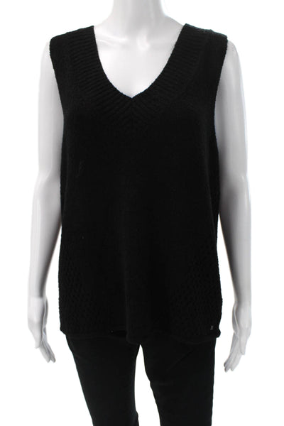 One Grey Day Womens Tunic Tank Black V Neck Sleeveless Size XS