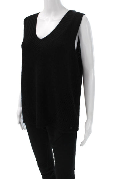 One Grey Day Womens Tunic Tank Black V Neck Sleeveless Size XS