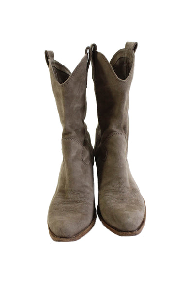 Alberto Fermani Womens Suede Cowboy Boots Gray Size 36 6