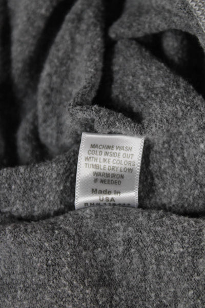 Monrow Women Henley Sweatshirt Gray V-Neck Drawstring Long Sleeve Size S