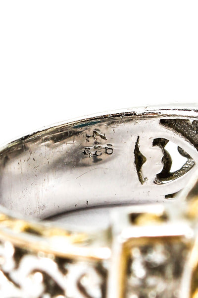 Michael Valitutti Womens 925 Silver + Gold Accent Turquoise + Topaz Ring Sz 4.5