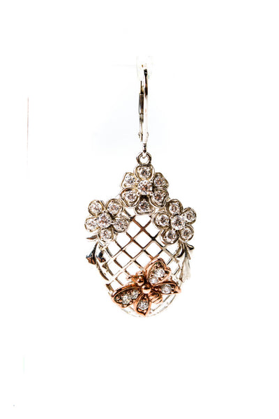 EA Womens 925 Silver + R Gold Accent Cubic Zirconia Butterfly Dangle Earrings