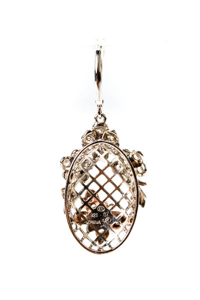 EA Womens 925 Silver + R Gold Accent Cubic Zirconia Butterfly Dangle Earrings