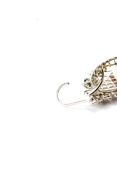 EA Womens 925 Silver + R Gold Accent Cubic Zirconia Butterfly Dangle Earrings