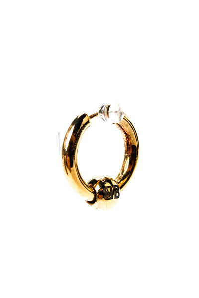 Balenciaga Womens Gold Plated Logo Ball Single Hoop Earring