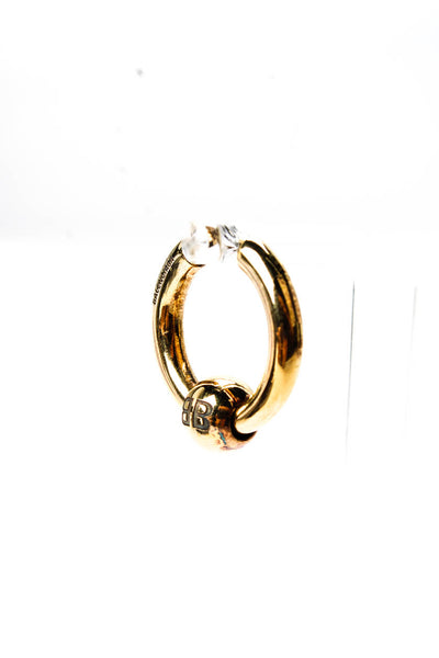 Balenciaga Womens Gold Plated Logo Ball Single Hoop Earring