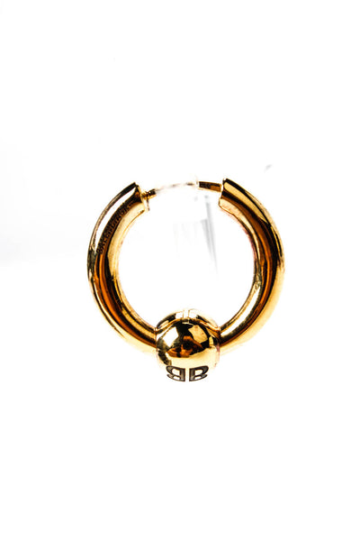 Balenciaga Womens Gold Plated Logo Ball Single Hoop Earring
