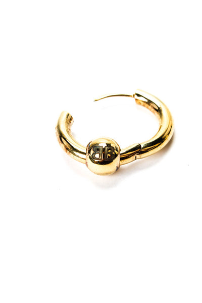 Balenciaga Womens Gold Plated Logo Ball Single Hoop Earring