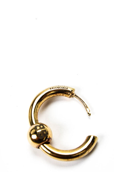 Balenciaga Womens Gold Plated Logo Ball Single Hoop Earring