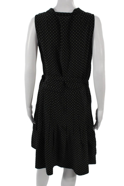 Akris Punto Women Shirt Dress Black Polka Dot Silk Sleeveless Knee Size 12