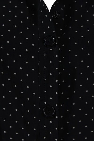 Akris Punto Women Shirt Dress Black Polka Dot Silk Sleeveless Knee Size 12