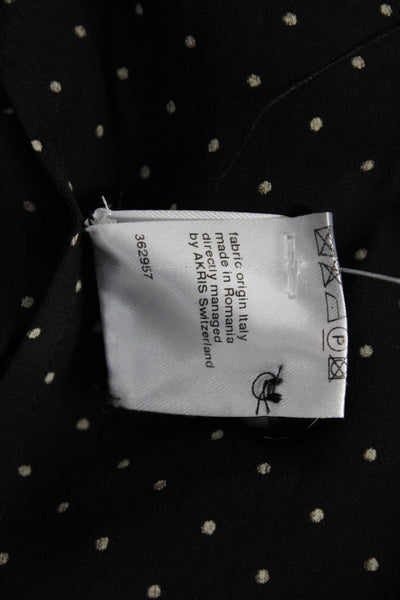Akris Punto Women Shirt Dress Black Polka Dot Silk Sleeveless Knee Size 12