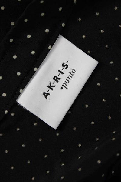 Akris Punto Women Shirt Dress Black Polka Dot Silk Sleeveless Knee Size 12