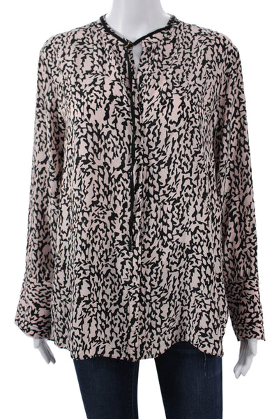 Dorothee Schumacher Women Black Animal Print Viscose Blouse Long Sleeve Size 4