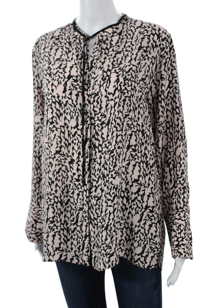 Dorothee Schumacher Women Black Animal Print Viscose Blouse Long Sleeve Size 4