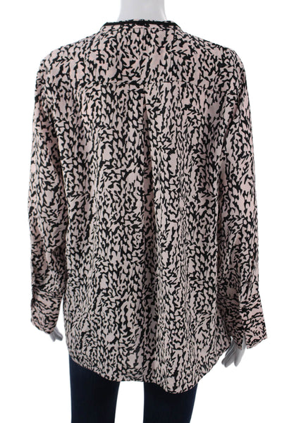 Dorothee Schumacher Women Black Animal Print Viscose Blouse Long Sleeve Size 4