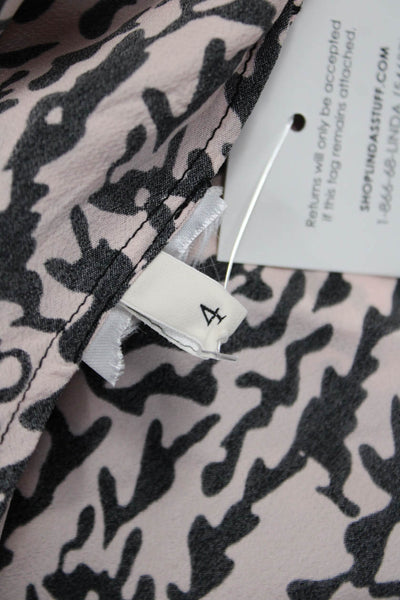 Dorothee Schumacher Women Black Animal Print Viscose Blouse Long Sleeve Size 4