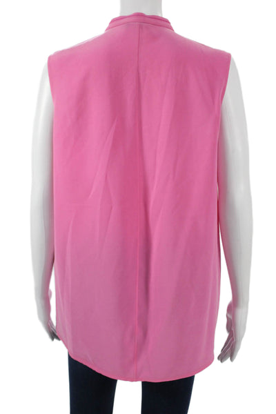 Lafayette 148 New York Women Silk Sleeveless Tunic Blouse Pink Mock Neck Size M