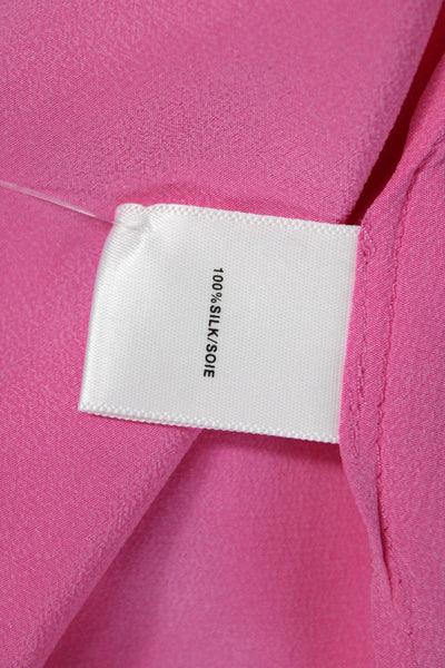 Lafayette 148 New York Women Silk Sleeveless Tunic Blouse Pink Mock Neck Size M