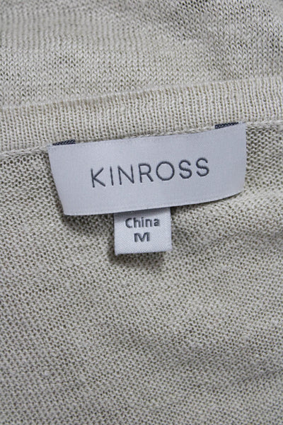 Kinross Womens Bohemian Organic Linen Tunic Short Sleeve Beige Size M