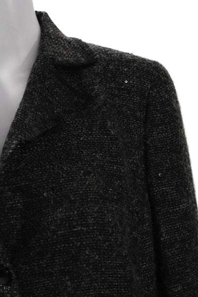 Akris Women Dark Gray Collared Wool Angora Blend Blazer Button Size 12