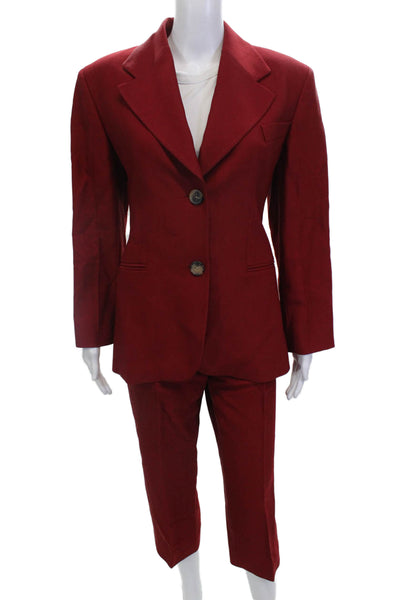 Khaite Womens Button Down Wide Lapel Pant Suit Red Size 4/6