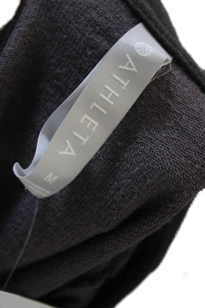 Athleta Women Pullover Sweatshirt Black Camouflage Crew Neck Long Sleeve Size M