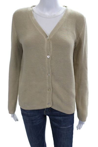 Sugar Unisex Cardigan Sweater Beige V Neck Button Cotton Long Sleeve Size 2