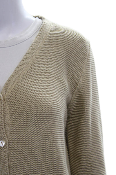 Sugar Unisex Cardigan Sweater Beige V Neck Button Cotton Long Sleeve Size 2