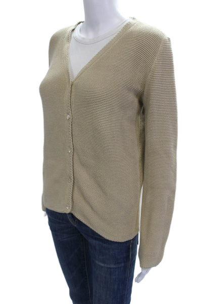 Sugar Unisex Cardigan Sweater Beige V Neck Button Cotton Long Sleeve Size 2