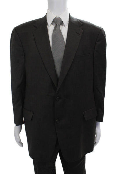Hart Schaffner Marx Men Dark Gray 2 Piece Suit Big & Tall Polyester Size 48