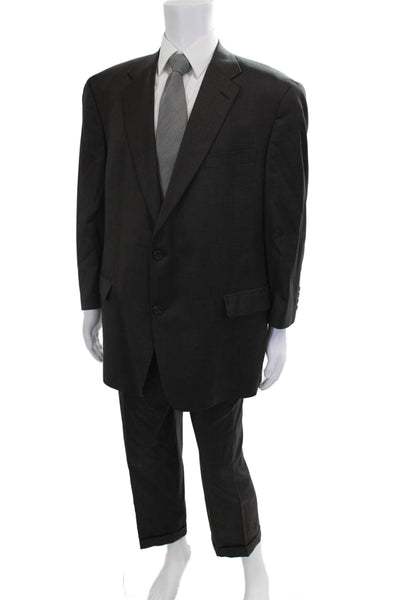 Hart Schaffner Marx Men Dark Gray 2 Piece Suit Big & Tall Polyester Size 48