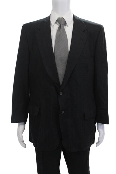 Lanvin Mens 2 Piece Classic Striped Black Suit Size 46