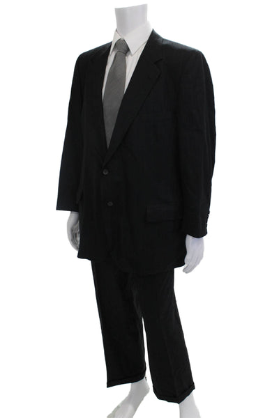 Lanvin Mens 2 Piece Classic Striped Black Suit Size 46