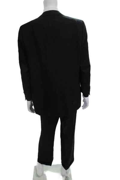 Lanvin Mens 2 Piece Classic Striped Black Suit Size 46