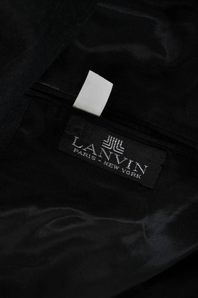 Lanvin Mens 2 Piece Classic Striped Black Suit Size 46