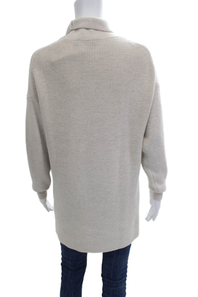 Babaton Unisex Pullover Merino Wool Mock Neck Beige Sweater Size 2XS