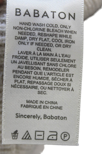 Babaton Unisex Pullover Merino Wool Mock Neck Beige Sweater Size 2XS