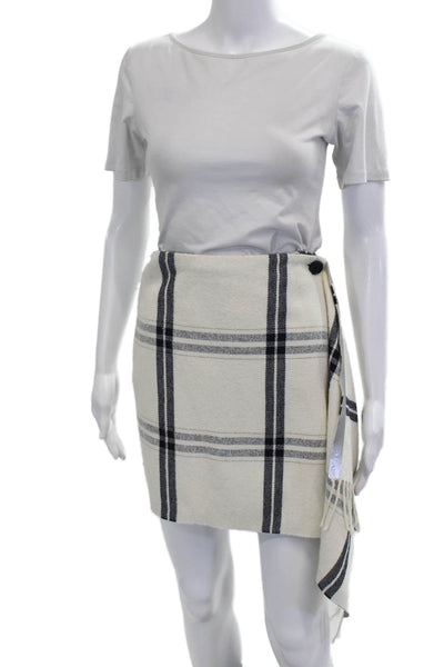 Pinko Womens Wrap Mini Plaid Skirt Beige Size 6