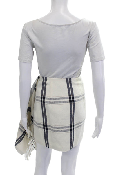 Pinko Womens Wrap Mini Plaid Skirt Beige Size 6