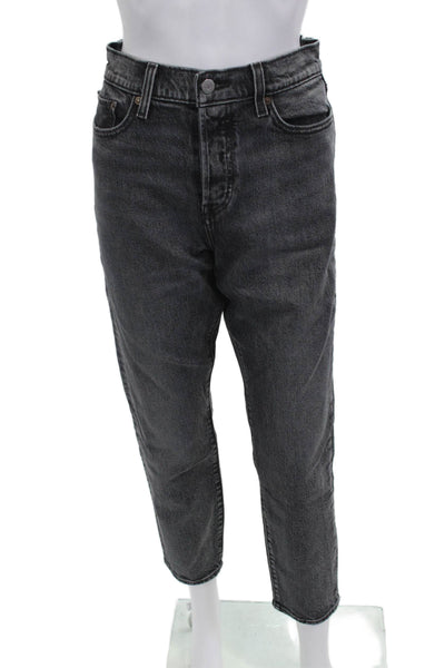 Levis Unisex High Rise Cropped Tapered Ankle Jeans Dark Gray Button Size 29