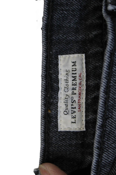 Levis Unisex High Rise Cropped Tapered Ankle Jeans Dark Gray Button Size 29