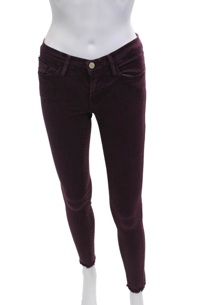 Frame Women Ankle Skinny Jeans Purple Mid Rise Button Size 24