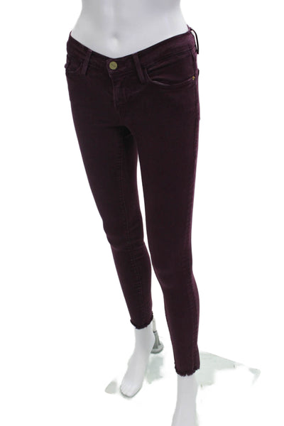 Frame Women Ankle Skinny Jeans Purple Mid Rise Button Size 24