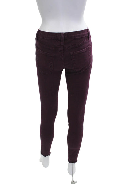 Frame Women Ankle Skinny Jeans Purple Mid Rise Button Size 24