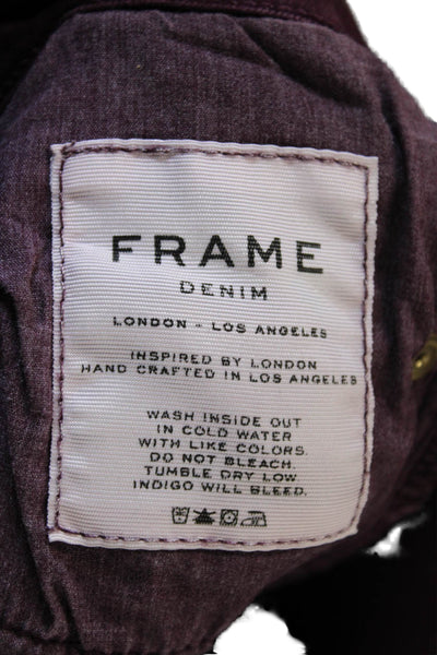 Frame Women Ankle Skinny Jeans Purple Mid Rise Button Size 24