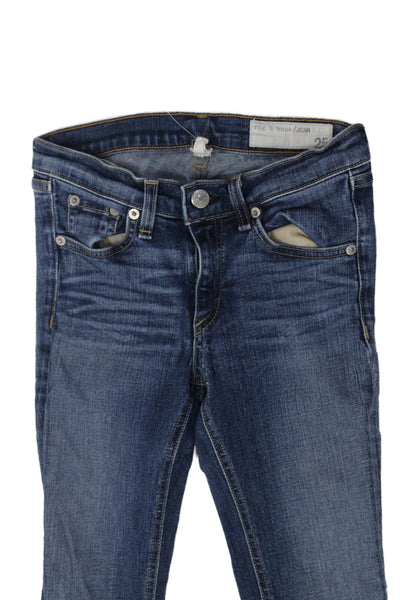 Rag & Bone Womens Skinny Dark Blue Jeans Mid Rise 25in Inseam Size 25