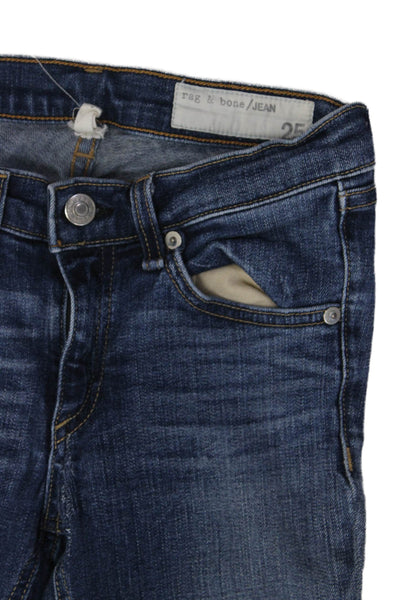 Rag & Bone Womens Skinny Dark Blue Jeans Mid Rise 25in Inseam Size 25
